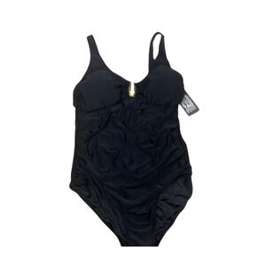 BMJL Women's Black One Piece‎ Swimsuit Ruched Tummy Control Swimwear Sz L